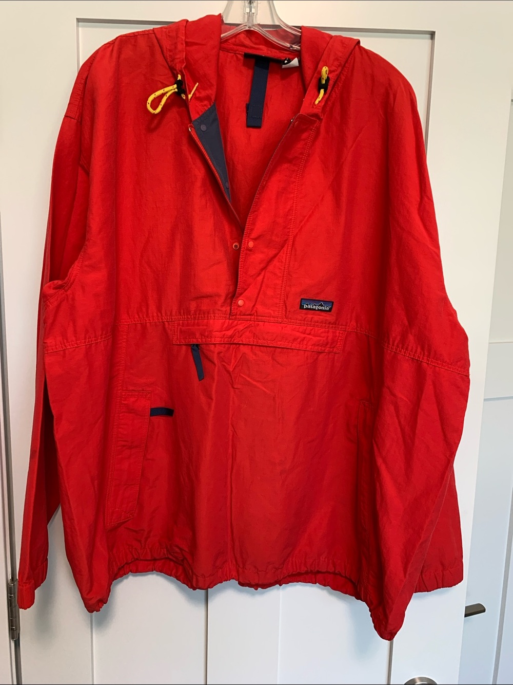 Patagonia Bright Red Hooded Pullover Windbreaker
